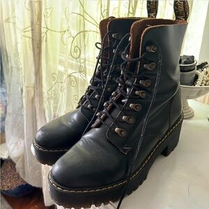Dr. martens: Leona women’s vintage smooth leather healed boots